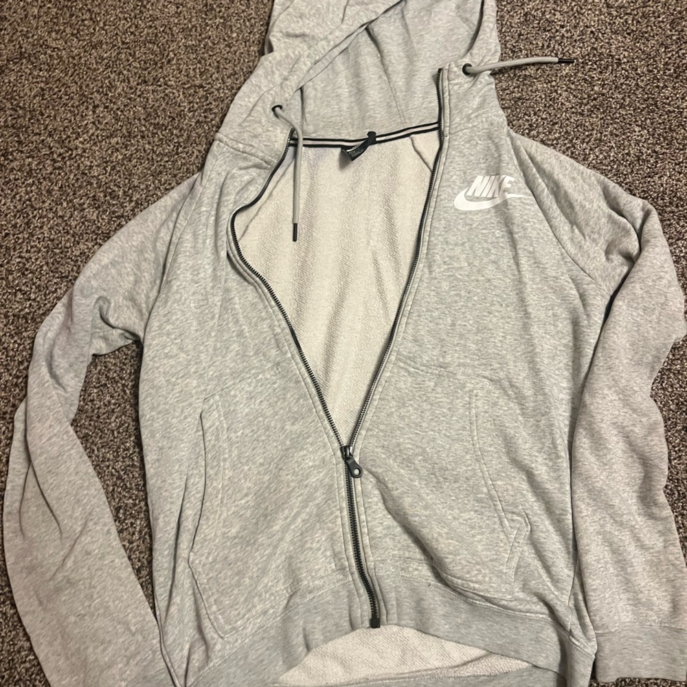 Nike Light Gray Hoodie with Logo